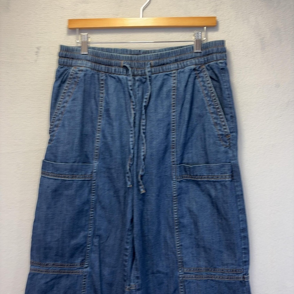 Banana Republic Wide Leg Pull On Jeans Womens Medium Tall MT Blue Mid Rise 2025 - Picture 5 of 9